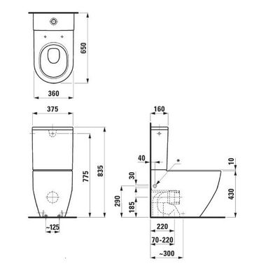 Laufen H8259520000001 Унітаз підлоговий комбінований Laufen Pro H8259520000001, чаша