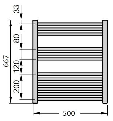 Zehnder ZSL-080-050-9017-HOTS-SC Полотенцесушитель электрический, Zehnder Klaro, 500 х 670 мм, с теном hots с проводом, черный матовый (ZSL-080-050-9017-HOTS-SC)