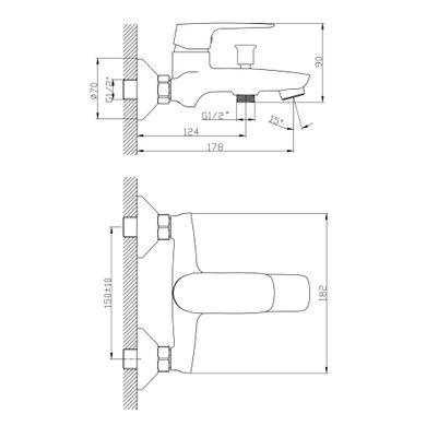 Imprese F03208301AA Змішувач для ванни Imprese Strela F03208301AA, хром