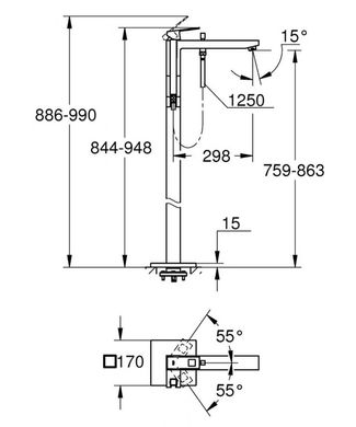 Grohe 23672001 Підлоговий змішувач для ванни Grohe Eurocube 23672001