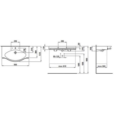 Laufen H8127020001041 Умивальник Laufen Palace New 90 см H8127020001041 з власником рушники