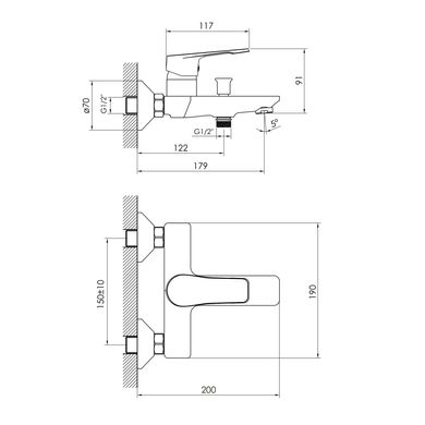 Imprese F03207401AA Змішувач для ванни Imprese Vite F03207401AA, хром