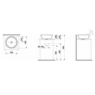 Laufen H8129620001091 Умывальник накладной Laufen Pro B 42 см H8129620001091