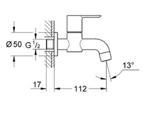 Grohe 20238000 Вентиль на одну воду Grohe BauEdge 20238000