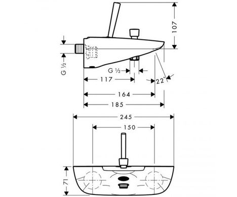 Hansgrohe 15472400 Змішувач для ванни Hansgrohe PuraVida 15472400 Білий / Хром