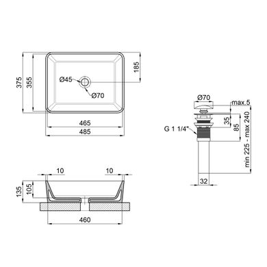 Qtap QT172074MBMB Раковина Qtap Tern 475х370х140 Matt black с донным клапаном QT172074MBMB