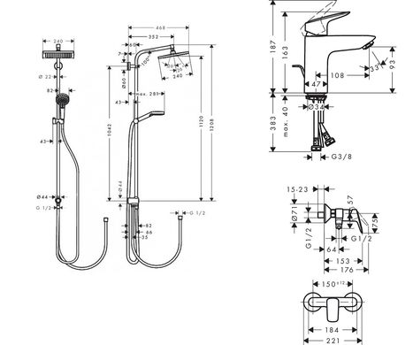 Hansgrohe 20200014 Набор смесителей для душа Hansgrohe EcoSmart / Logis 100 / Crometta Reno (71104 + 7160 + 27289000) 20200014