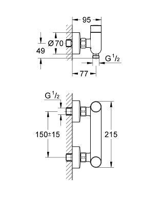 Grohe 36320000 Автоматический смеситель для душа Grohe Eurosmart Cosmopolitan T 36320000