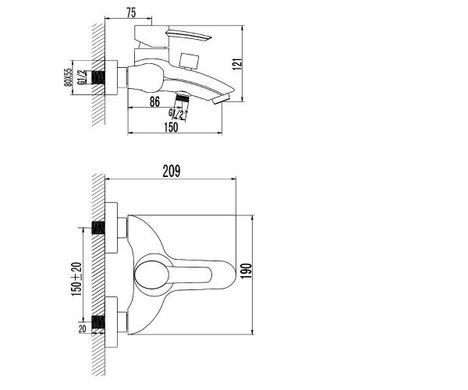 Imprese 10220 Змішувач для ванни Imprese Morava 10220