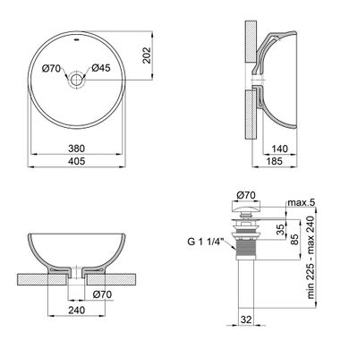 Qtap QT1311A004W Раковина Qtap Robin 410х410х180 White с донным клапаном QT1311A004W