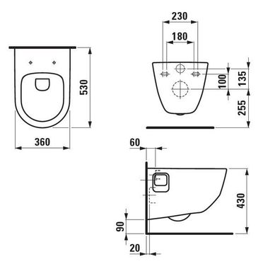 Laufen H8209640000001 Унитаз подвесной Laufen Pro Rimless H8209640000001, крепления видны