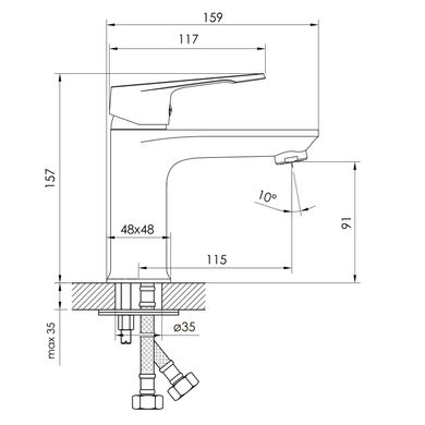 Imprese F03507401AA Змішувач для умивальника Imprese Vite F03507401AA, хром, 35 ​​мм