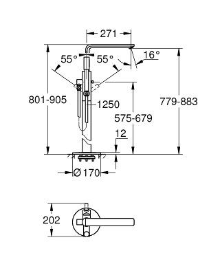 Grohe 23792001 Підлоговий змішувач для ванни Grohe Lineare 23792001