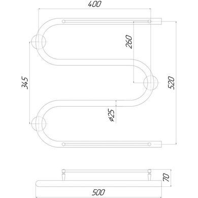 Qtap QTSNAKE500500SHRE Полотенцесушитель электрический Qtap Snake shelf (CRM) 500х500 RE с полотенцедержателем