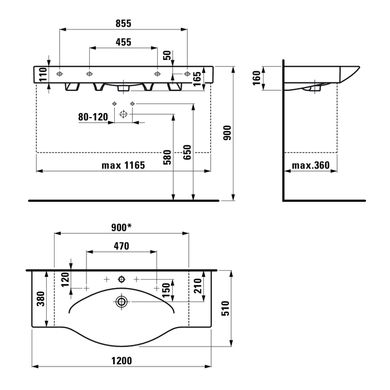 Laufen H8117040001041 Раковина Laufen Palace New 120 см H8117040001041 без полотенцедержателя