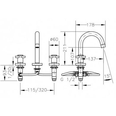 Genebre 68124084566 Смеситель для умывальника Genebre Kross 68124 08 45 66